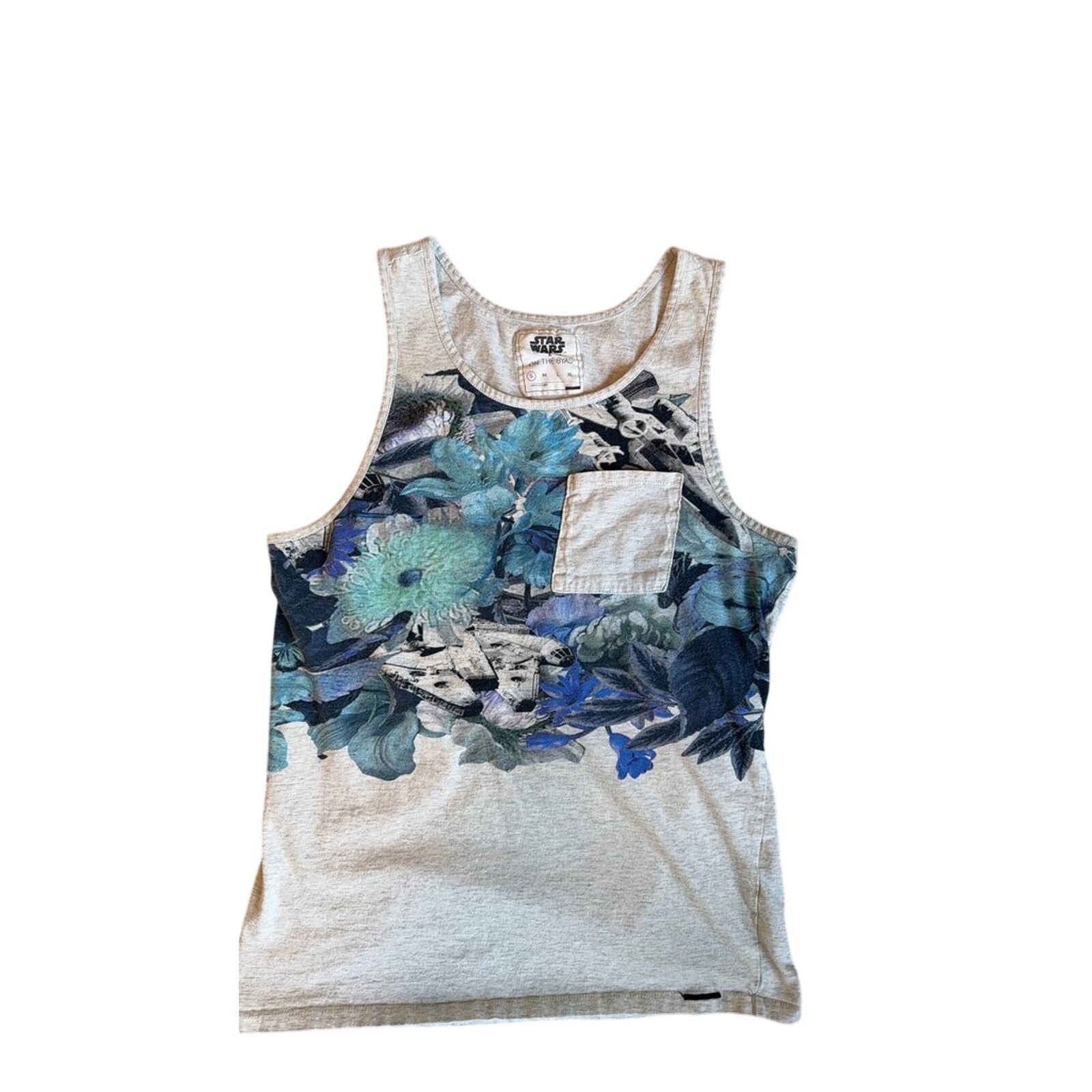 Star Wars X On The Byas Floral Millennium Falcon 100% Cotton Tank Top - Small